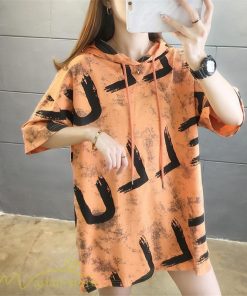 ｔシャツ・カットソー | Tシャツ パーカー レディース ゆったり 半袖 プリント フード付き 可愛い 大きいサイズ 上品 夏服 体型カバー カットソー 薄手 カジュアル 上品 おしゃれ