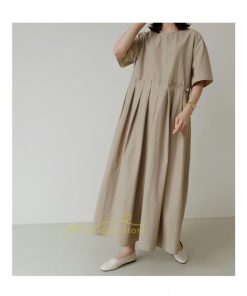 マキシ | ワンピース プリーツ Aライン 夏ワンピース 春 夏 秋 半袖 ロング マキシ丈 ロングワンピース お出かけ マキシワンピース カジュアル 着痩せ 20代30代40代50代