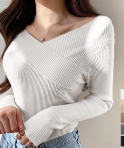 ニット・セーター | ニットトップス Vネック 肌見せ 韓国風