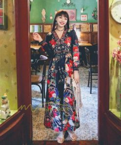 マキシ | ワンピース ロングワンピース レディース マキシワンピース おしゃれ ワンピ 花柄 エスニックスタイル レトロ風 春夏秋 カジュアル 新作 上品 お出かけ 通勤通学