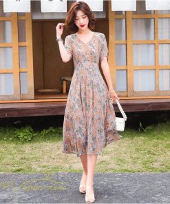 ミディアム | ワンピース Aライン レディース 着痩せ 上品 カジュアルワンピース 大きいサイズ きれいめ Vネック ひざ下丈 ミディアムワンピース お出かけ 通勤通学 30代40代