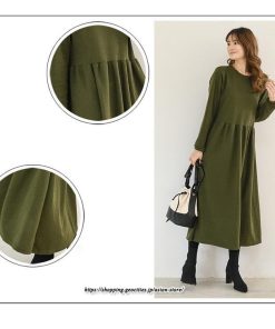 マキシ | ワンピース レディース ウエスト切替 スウェット素材 ロングワンピース タック入 L XL XXL シンプル カジュアル キレイめ 40代 通勤 オシャレ 50代 30代 20代