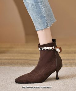 ブーツ | ブーティ ショート レディース ピンヒール 痛くない ファスナー 疲れない 歩きやすい 暖かい 秋冬 飾り 外出 お出かけ デート 女子会 二次会