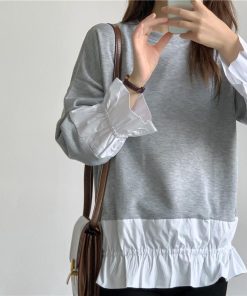 ｔシャツ・カットソー | トレーナー Tシャツ 長袖 レディース カジュアル レイヤード カットソー シャツ 異素材 切り替え トップス Tシャツ 重ね着 20代 ゆったり 秋物 50代 30代