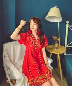 ミニ丈 | ワンピース ミニワンピース 膝上 レディース 夏 綿麻 きれいめ カジュアル 膝丈 Aライン おしゃれ 大人 可愛い セクシー Vネック 緑 赤 半袖 白 新作 上品