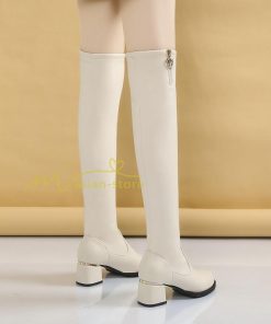 ロングブーツ | ニーハイブーツ チャンキーヒール 太ヒール レディース 靴 シューズ お出かけ 秋冬 ロング丈ブーツ 太ヒール 大人 春秋冬 美脚 黒靴