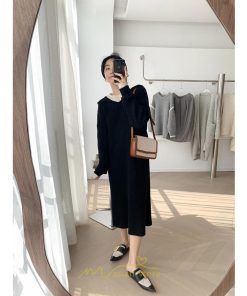 ニットワンピース | ワンピース 春 春服 レディース 長袖 ゆったり 秋 冬 ロング丈 可愛い おしゃれ 韓国風 着痩せ お出かけ 暖か 体型カバー 韓国ファッション