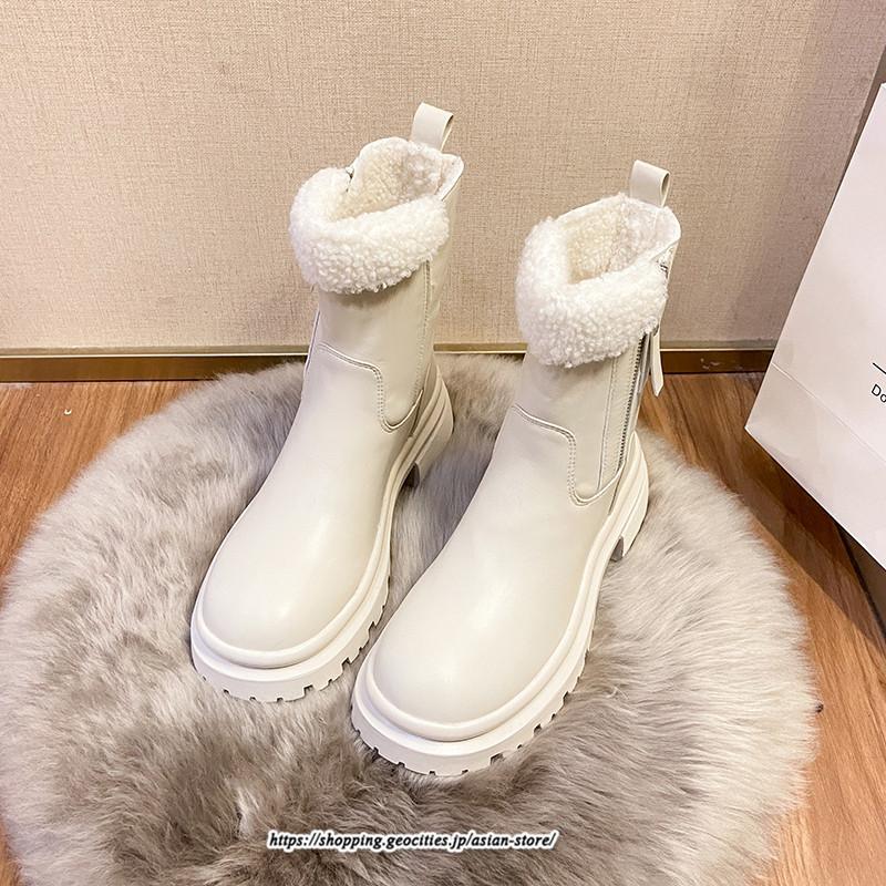 ブーツ | ムートンレディース 靴 裏ボア 裏起毛 シューズ サイドジップ 秋冬 暖か 防寒 疲れない 20代30代40代50だい 歩きやすい ファスナー 痛くない