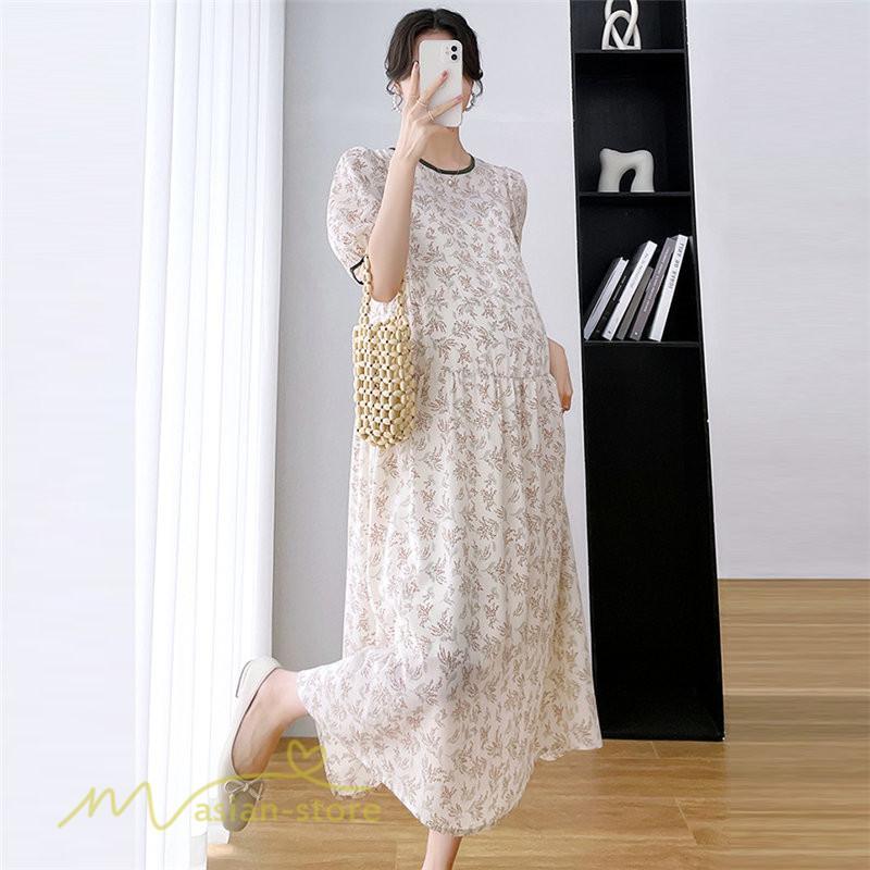 ワンピース | マタニティレディース 着痩せ 韓国風 小花柄 妊婦服 マタニティウェア 上品 大きいサイズ 夏服 Aラインお出かけ マタニティ