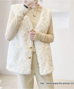 ベスト | ファーレディース 秋冬 アウター ジレ 羽織り 前開き ボタン カーディガン フェイクファー コーデ 袖なし ノーカラー ファーアウター 送料無料