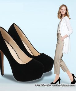 パンプス | 22.5cm-28cmハイヒール厚底ラウンドトゥ ストラップなし レディースシューズ ピンヒール 大きいサイズ 上品 大人 パーティー