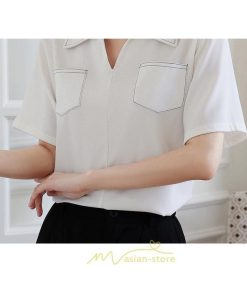 シャツ・ブラウス | シャツ ブラウス レディース 半袖 白 オフィス ビジネス 事務服 制服 リクルート おしゃれ 無地 開襟 日常 柔らかい 胸ポケット フランス風 夏コーデ お出かけ