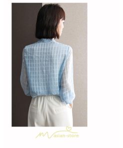 シャツ・ブラウス | ブラウス シャツ 秋 秋服 レディース 蝶結び チェック柄 春 秋 新作 シフォン 長袖 ゆったり 可愛い キレイめ エレガント おしゃれ お出かけ 通勤 カジュアル