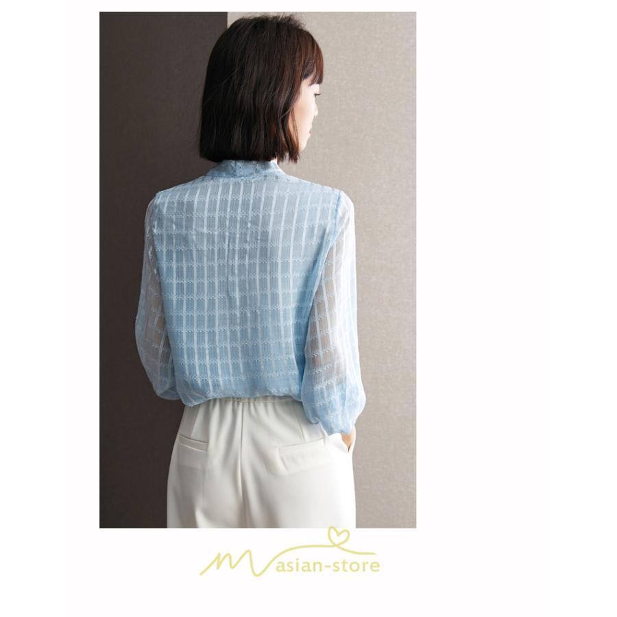 シャツ・ブラウス | ブラウス シャツ 秋 秋服 レディース 蝶結び チェック柄 春 秋 新作 シフォン 長袖 ゆったり 可愛い キレイめ エレガント おしゃれ お出かけ 通勤 カジュアル