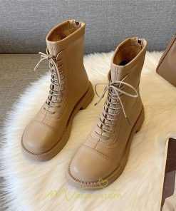 ショートブーツ | ブーツ レディース トレンド ミドル 厚底 袴ブーツ 黒 レースアップ 編み上げ カーキ オフホワイト 通勤 オフィス 通学 歩きやすい 疲れにくい