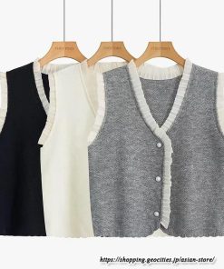ベスト | ニットレディース トップス カーディガン 羽織り Vネック タンクトップ ノースリーブ 袖なし インナー ショート丈 20代30代 ニット セーター