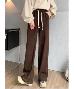 ワイドパンツ | パンツ レディース 秋 冬 新作 カジュアルパンツ 無地 ロングパンツ ポケット コーデュロイパンツ 秋冬コーデ ウエストゴム スウェットパンツ