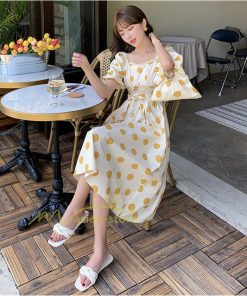 マキシ | ワンピース レディース チュニック 半袖 楽ちん 大きいサイズ 体型カバー ドット柄 カジュアル お出かけ ファッション 着痩せ 20代30代40代 エレガント 夏物