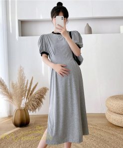 ワンピース | マタニティレディース 半袖 無地 産前 産後 カジュアル Aラインマタニティウェア 上品 サマー妊婦服