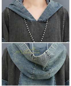 マキシ | ワンピース レディース デニムワンピース ロングワンピース 長袖 大きいサイズ 着痩せ 体型カバー 通勤 OL お出かけ 春秋 フード付き 上品 30代/40代/50代/60代