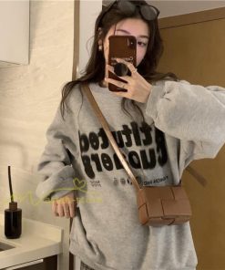 パーカー | トップス トレナー 裏起毛 長袖 秋冬 コーデ カジュアル 長袖トレーナー プリント 40代 50代 フリーサイズ レトロ風 グレー クルーネック 20代 30代 おしゃれ