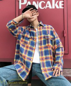 シャツ | ライトアウター 秋服 薄手 メンズ チェック柄 長袖 ポケット 韓国風 カッコウイイ 日常感 ワイドコットン 大きいサイズ トップス 大きいサイズ 男性着