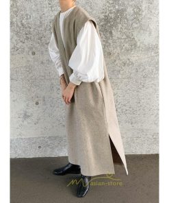 マキシ | ワンピース ジャンパースカート ジャンスカ 深Vネック ロングワンピース Vネック スリット入りロングワンピース ノースリーブ オフィス 大人 30代40代