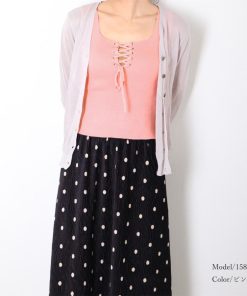 Tシャツ・カットソー | ニットキャミソール レースアップ 春夏 ノースリーブ レディース ニットビスチェ タンクトップ トップス