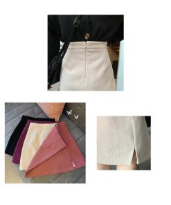 タイトスカート | ミニスリット入り Aラインスカート コーデュロイ ハイウエスト 台形美脚 スカート