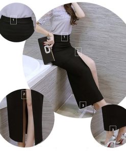 スカート | タイトセクシー春物 夏服 ハイウエスト 無地 スリット フェミニン エレガント 女の子 美シルエット タイト お呼ばれ スリム パーティー