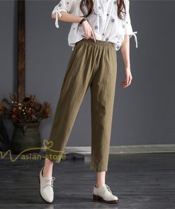 チノ・テーパード・ジョガー・スキニーパン | パンツ テーパードパンツ レディース 無地 9分丈 秋 リネン混 着痩せ シンプル 可愛い ウエストゴム カジュアル ワイドパンツ ゆったり OL ビジネス きれいめ
