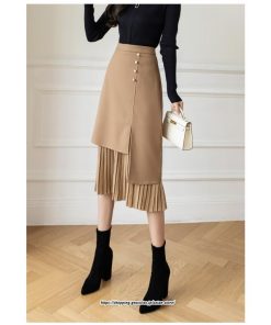 スカート | ロングプリーツカート Aライン 秋冬 レディース ボトムス 通勤 着痩せ キレイめ 20代30代40代50代 カジュアル 上品 ラシャ 大人気