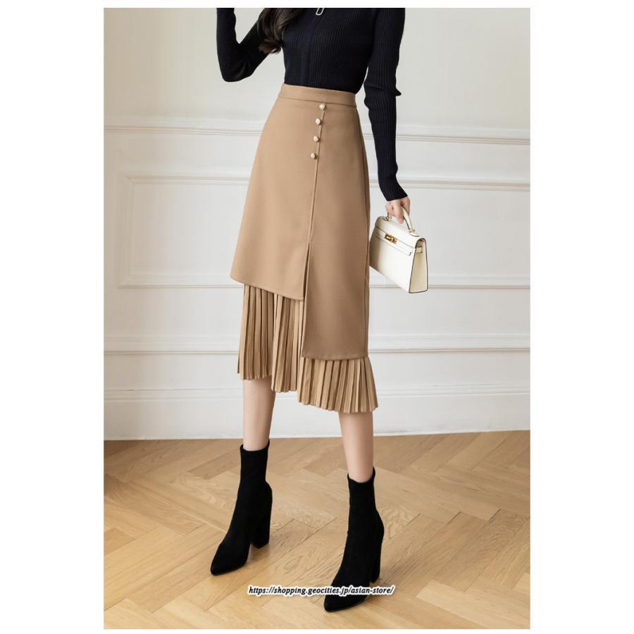 スカート | ロングプリーツカート Aライン 秋冬 レディース ボトムス 通勤 着痩せ キレイめ 20代30代40代50代 カジュアル 上品 ラシャ 大人気