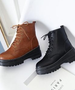 ショートブーツ | レースアップ 厚底 ブーツ 春秋冬 歩きやすい ワークブーツ ショート シューズ 美脚 レディース