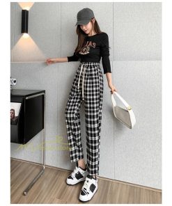 ワイドパンツ | レディース パンツ ゆったり 秋冬 コーデ カジュアル チェック柄 20代 30代 着痩せ 体型カバーロング丈 お出かけ ウエストゴム 50代 40代
