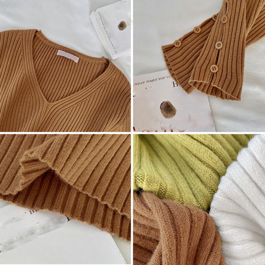 ニット・セーター | リブニットトップス レディースニットソー