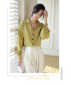 シャツ・ブラウス | ブラウス レディース シャツ トップス Vネック 長袖シャツ 無地 オフィス カジュアル おしゃれ 通勤 オフィス お出かけ エレガント 上品 デート フェミニン