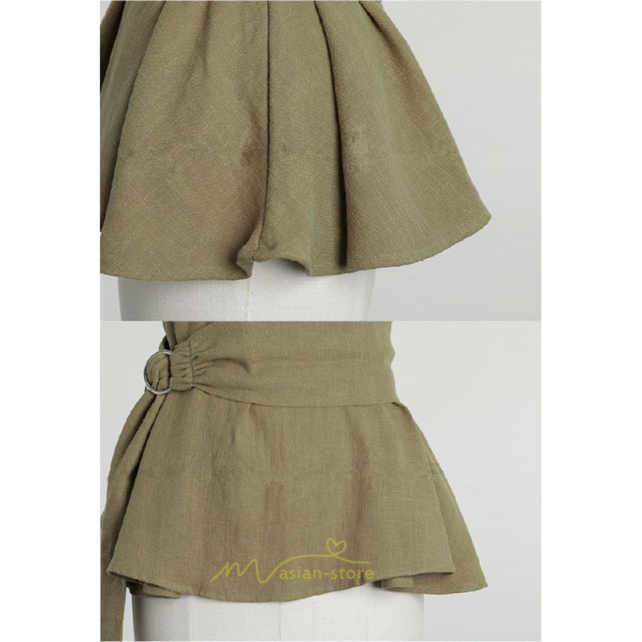 シャツ・ブラウス | ブラウス トップス ノースリーブ レディース tシャツ タンクトップ ベルト付き 広い裾 フレア裾 涼しい 涼感 体型カバー ゆったり 綿麻 夏 おしゃれ 大人 無地