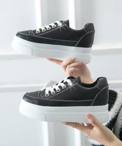 スニーカー | 厚底シューズ レディース 厚底 レースアップ ラウンドトゥ ウォーキングシューズ 靴 白 シューズ 厚底スニーカー ローカット スポーツ 黒