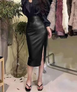 ひざ丈スカート | PUスカート フロントスリット セクシー