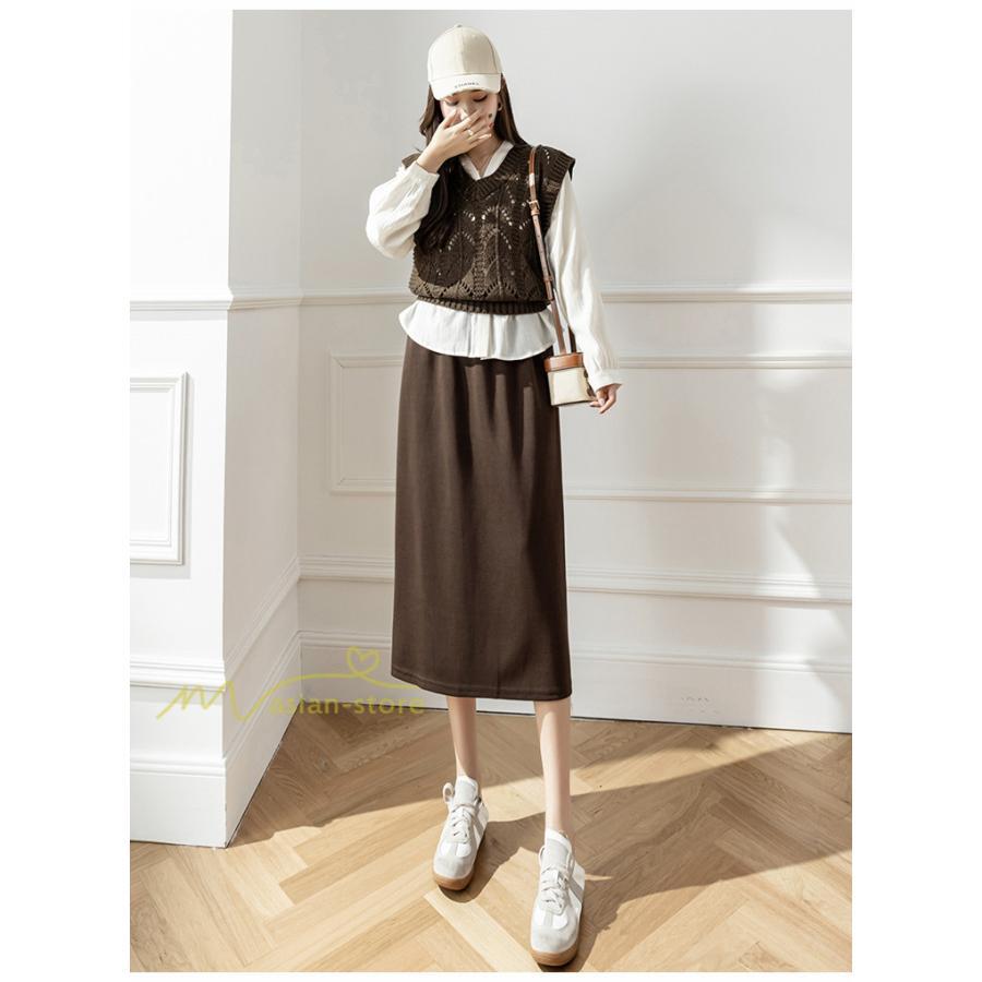 スカート | レディース 無地 カジュアル ひざ下丈 きれいめ 秋冬コーデ エレガント 通勤 通学 20代 Aライン40代 30代 ウエストゴム 50代 ゆったり