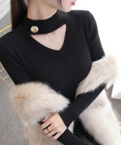 ニット・セーター | おしゃれ レディース チョーカー風 セーター リブニット ニットカットソー プルオーバー きれいめ セクシー