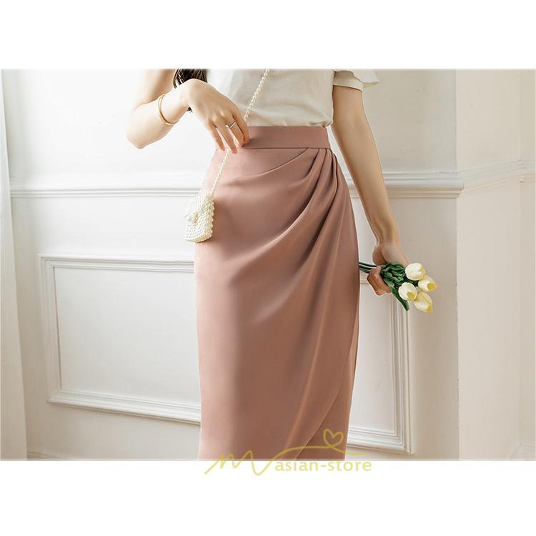 スカート | スリット入り 膝下 ひざ下 レディース ボトムス オフィス カジュアル 美脚 セクシー スリット 黒 ベージュ 脚長 ピンク ハイウエスト 通勤 春夏秋冬 OL