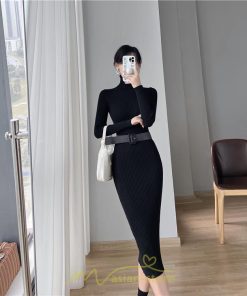 ニットワンピース | レディース 冬 きれいめ ニットフレア ロング おしゃれ タートルネック 秋冬 送料無料 可愛い 20代30代40代50代 ベルト付き おしゃれ 通勤