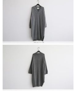 ニットワンピース | 短納期マキシ丈 レディース トップス リブニット ニットワンピ Vネック シャツワンピース 長袖 上品 きれいめ ロング丈 お洒落 通勤