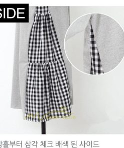 マキシ | ワンピース レディース 40代 ロングワンピース 春夏 切り替え チェック柄 お洒落 長袖 ゆったり カジュアル 通勤 30代 体型カバー 重ね着風 着痩せ 大きいサイズ