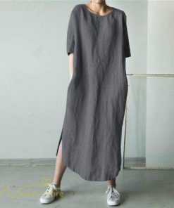 マキシ | ワンピース レディース 無地 ゆったり 半袖 ゆるワンピース 大きいサイズ 5XL ゆったり 30代 40代 体型カバー お出かけ 裾口スリット かわいい 日常感 20代