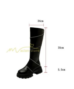 ロングブーツ | レディース ブーツ 秋冬 シューズ 靴 太ヒール チャンキーヒール 合皮ブーツ PUブーツ ロング靴 COS コスプレ 大人 後ろファスナー くつ