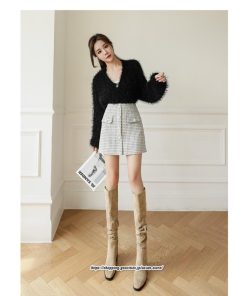 スカート | ミニレディース Aライン ハイウエスト ショート丈 カジュアル お出かけ 通勤 着回し オシャレ 新作 韓国風 ラシャ 暖か キレイめ 2022秋冬