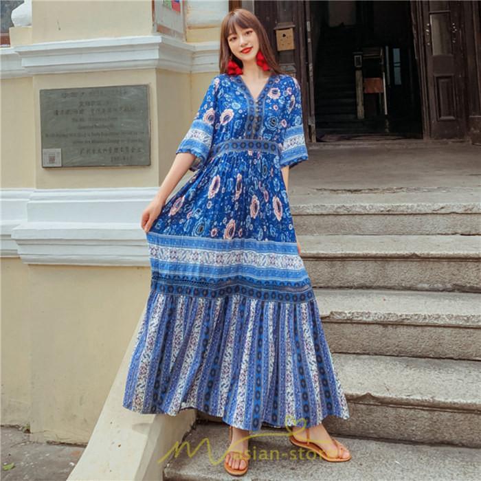 マキシ | ワンピース ロングワンピース エスニックワンピース コットン リゾートワンピース ワンピ 半袖 大人 夏 ゆったり リゾート お出かけ 普段使い きれいめ